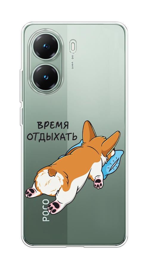 

Чехол на Poco X7 Pro Корги отдыхает, Черный;коричневый;голубой, 324050-1