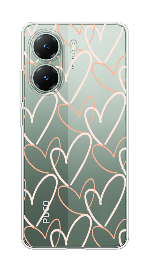 

Чехол на Poco X7 Pro Узор из сердечек, Розовый;бежевый, 324050-1