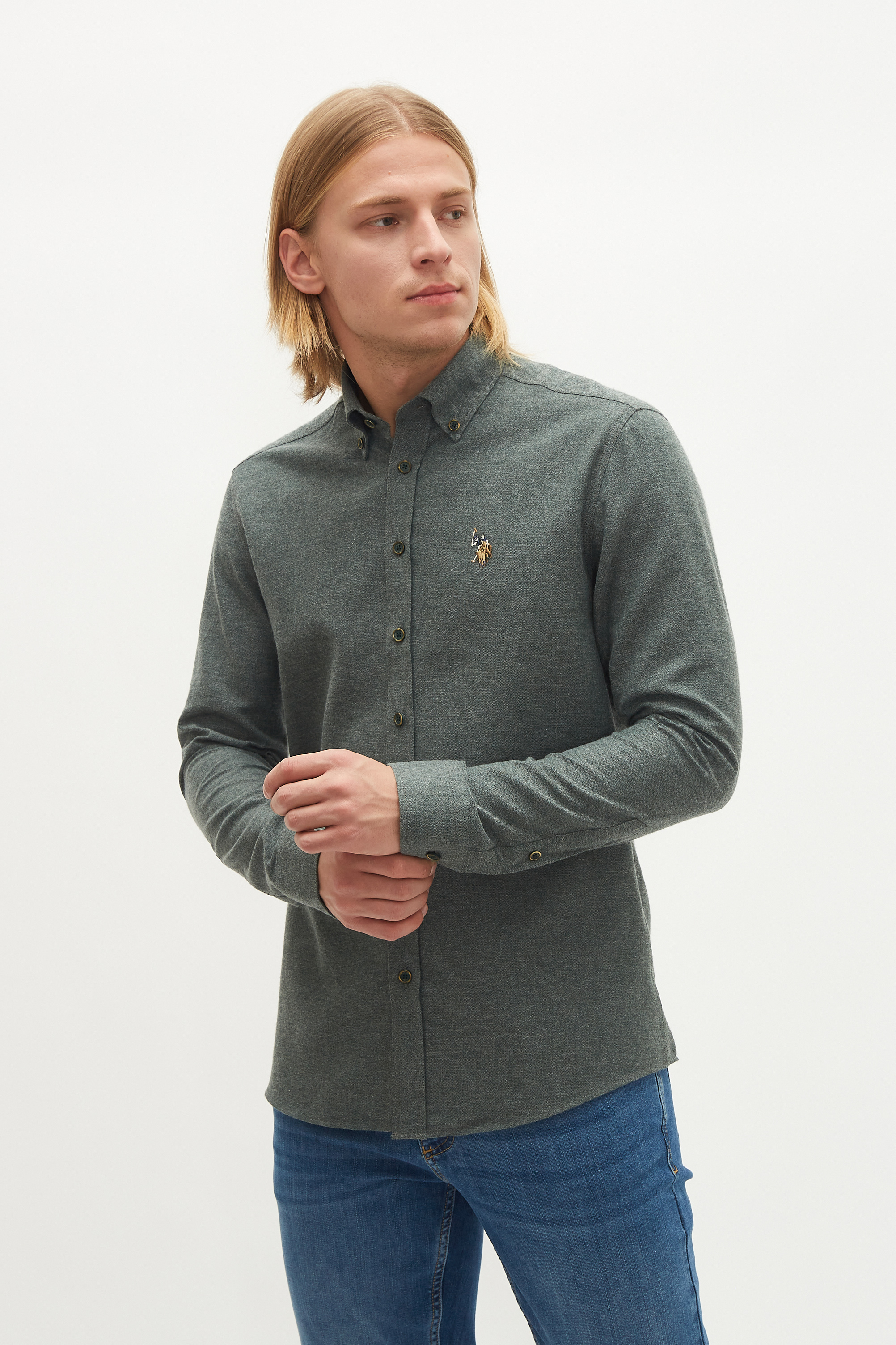 

Рубашка мужская U.S. POLO Assn. G081SZ0040R-AKIS021K зеленая L, G081SZ0040R-AKIS021K