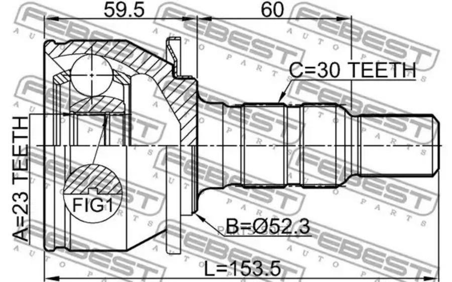 

FEBEST ШРУС наруж.23X52X30 OPEL ASTRA J 2010-2015 FEBEST 1810-ASJ14AT