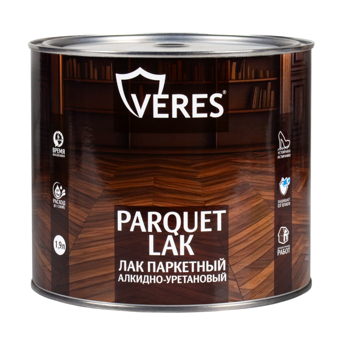 

Лак паркетный Veres, алкидно-уретановый, глянцевый, 1,9 л