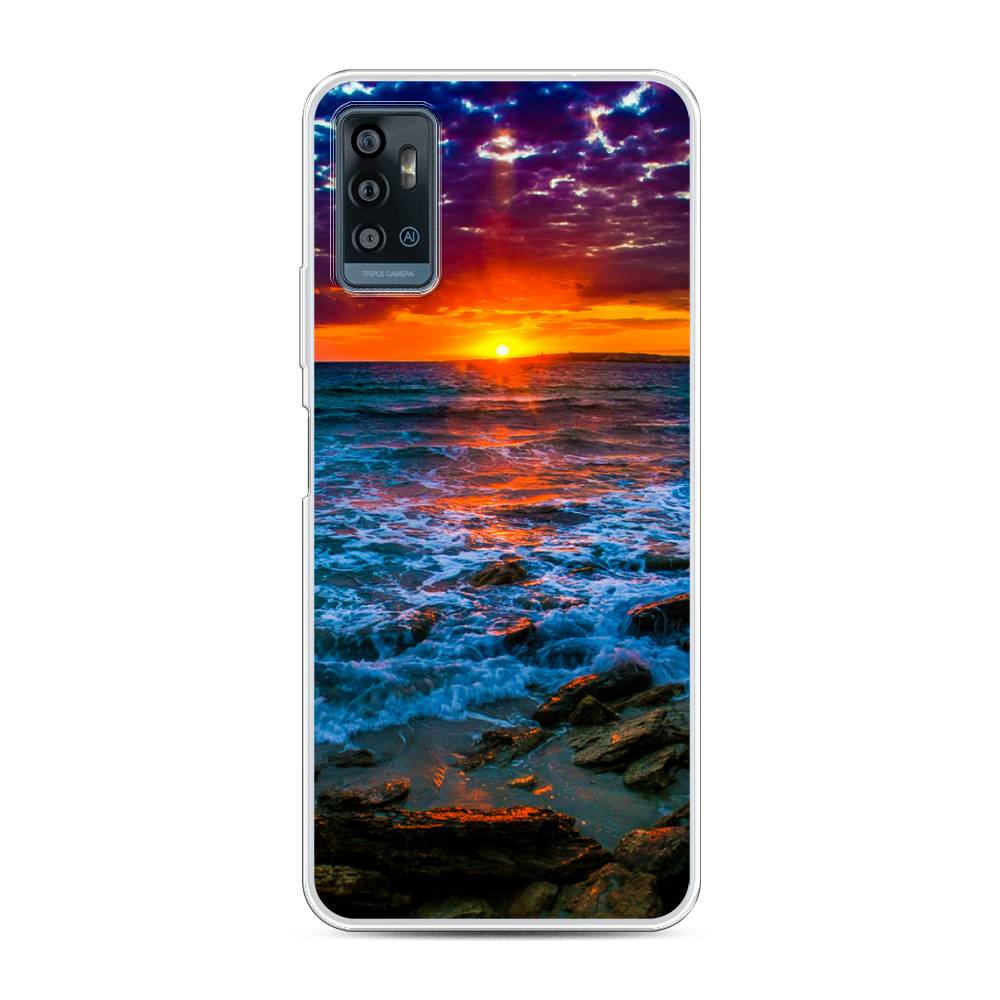

Чехол для ZTE Blade A71 "Закат 1", Оранжевый;синий, 134450-2