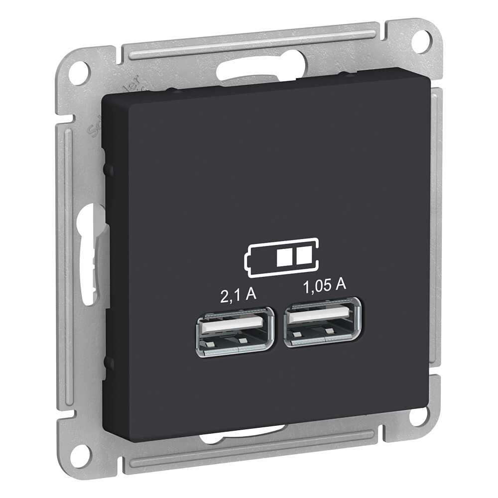 

SE AtlasDesign Карбон USB, 5В, 1 порт x 2,1 А, 2 порта х 1,05 А, механизм ATN001033, AtlasDesign1_ATN001033