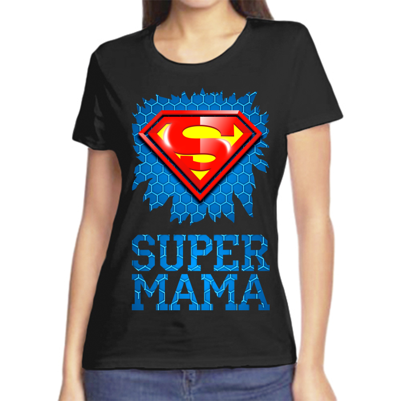 

Футболка женская черная 46 р-р супер мама, Черный, fzh_super_mama