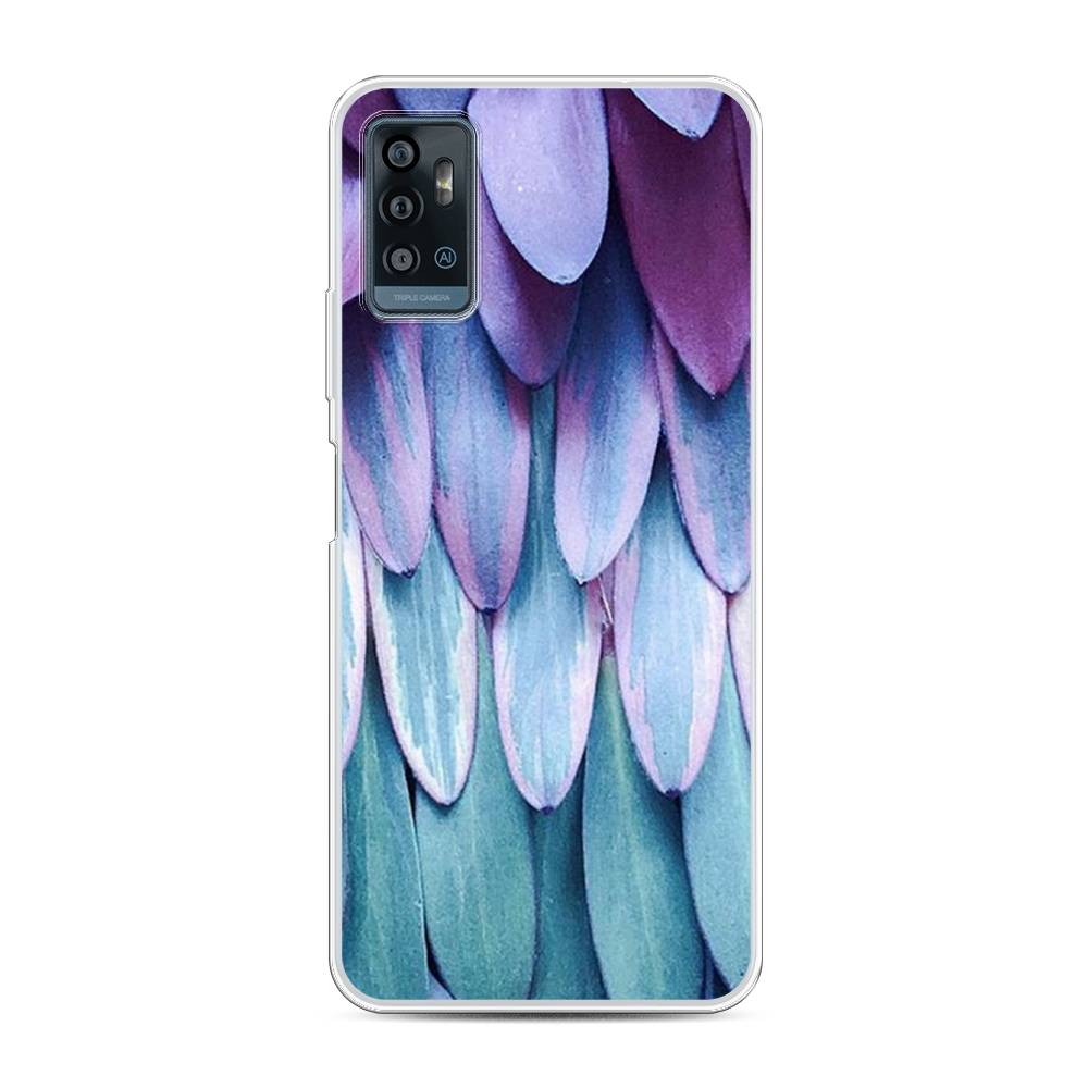 

Чехол на ZTE Blade A71 "Синее перо", Фиолетовый;голубой, 134450-3