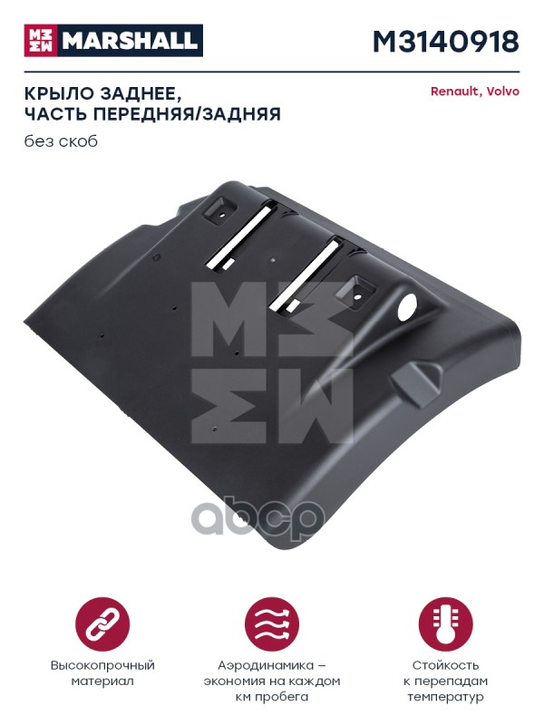 Крыло Заднее Без Скоб Черный Пластик Volvo О.н.20392544 (M3140918) Marshall M3140918 MARSH