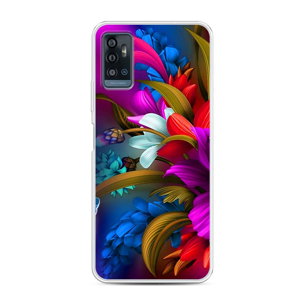 

Чехол для ZTE Blade A71 "Фантастические цветы", Фиолетовый;красный;синий, 134450-2