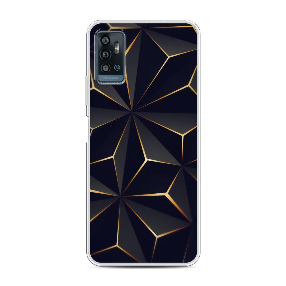 

Чехол для ZTE Blade A71 "Черные полигоны", Золотистый;черный, 134450-3