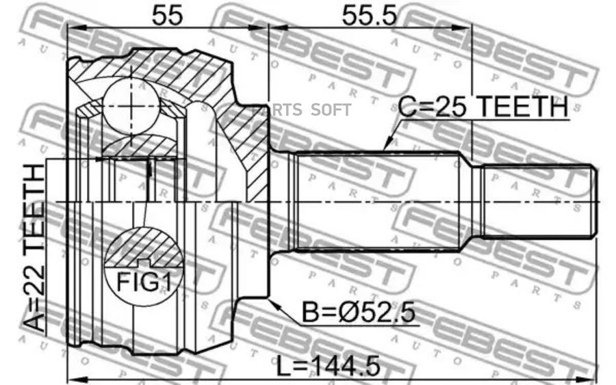 

FEBEST ШРУС наруж. 22x52.5x25 RENAULT MEGANE III 2008-2016 FEBEST 2410-FLUE