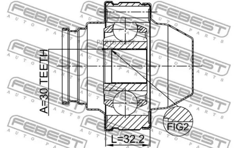 

FEBEST ШРУС КАРДАННОГО ВАЛА 30X76.7 FEBEST 2211-fqsha