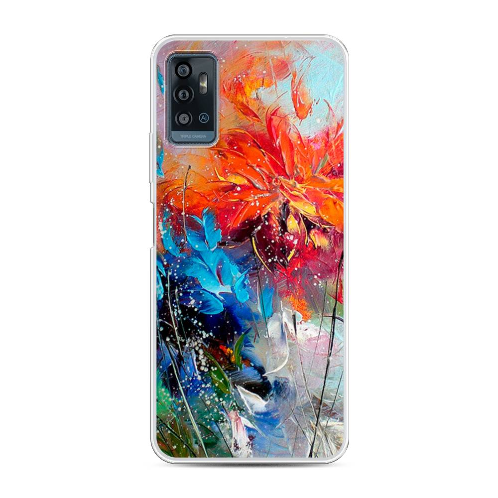 

Чехол для ZTE Blade A71 "Абстрактные цветы", Оранжевый;синий, 134450-4