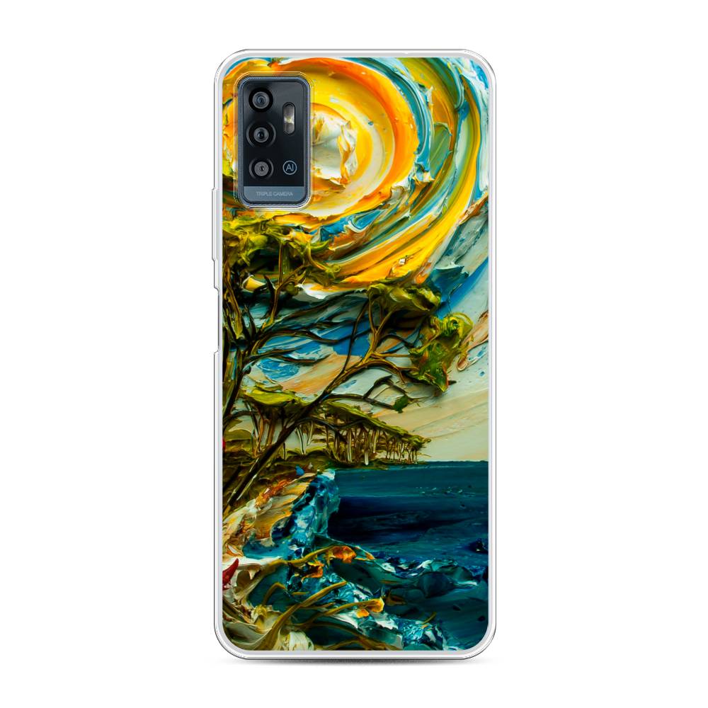 

Чехол для ZTE Blade A71 "Солнце живопись", Желтый;синий, 134450-4