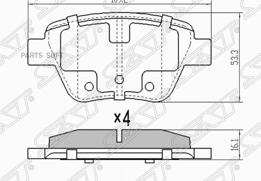 

Колодки тормозные зад VW TOURAN 03-10/CADDY 17- 1шт SAT ST-5K0698451A
