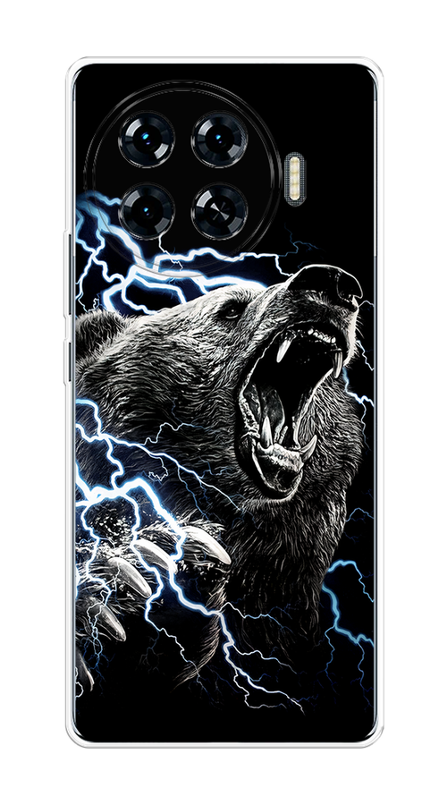 

Чехол на Tecno Spark 20 Pro Plus "Гроза и медведь", Черный;серый;серебристый, 305050-1