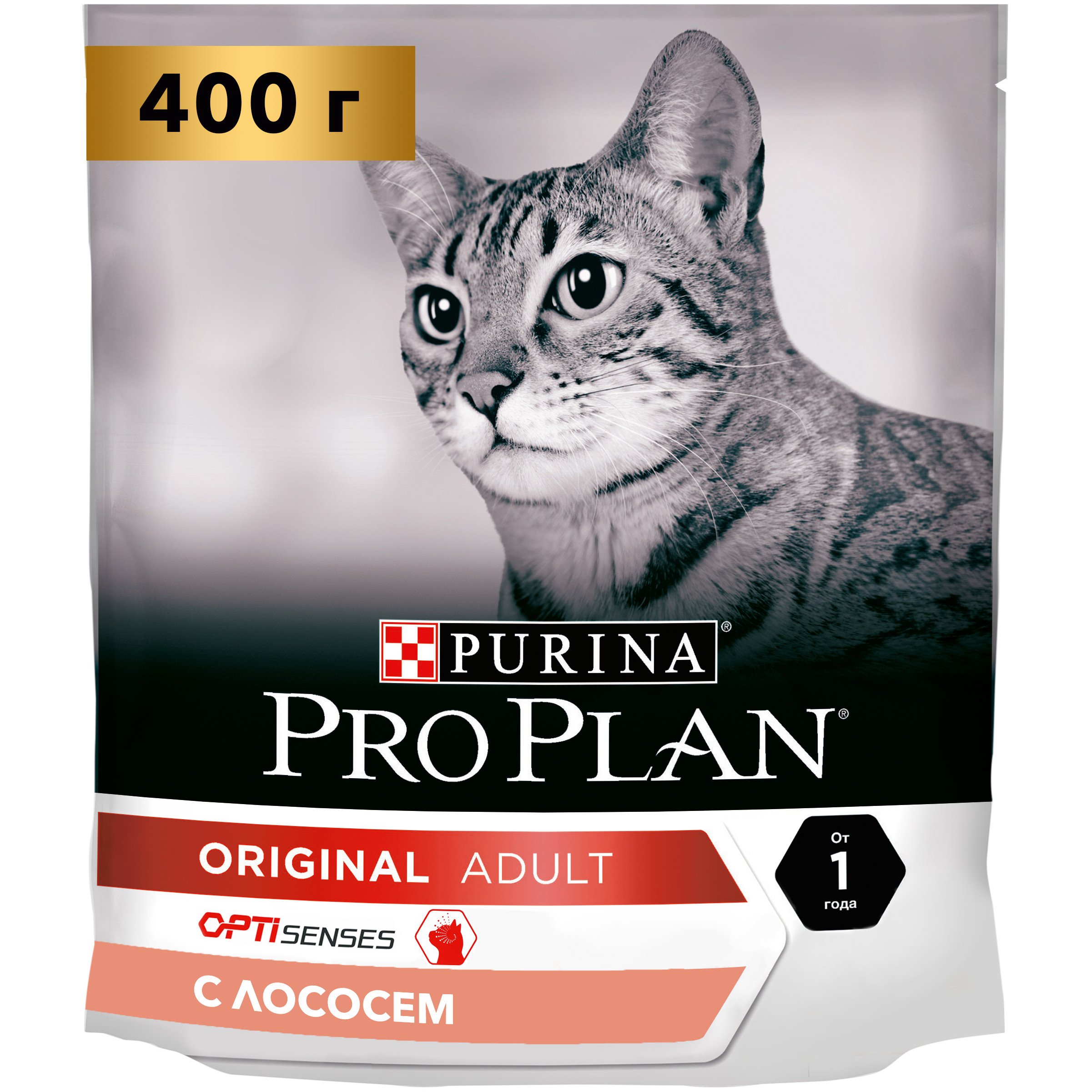 Сухой корм для кошек PRO PLAN Original Adult Optisenses, лосось, 0,4кг