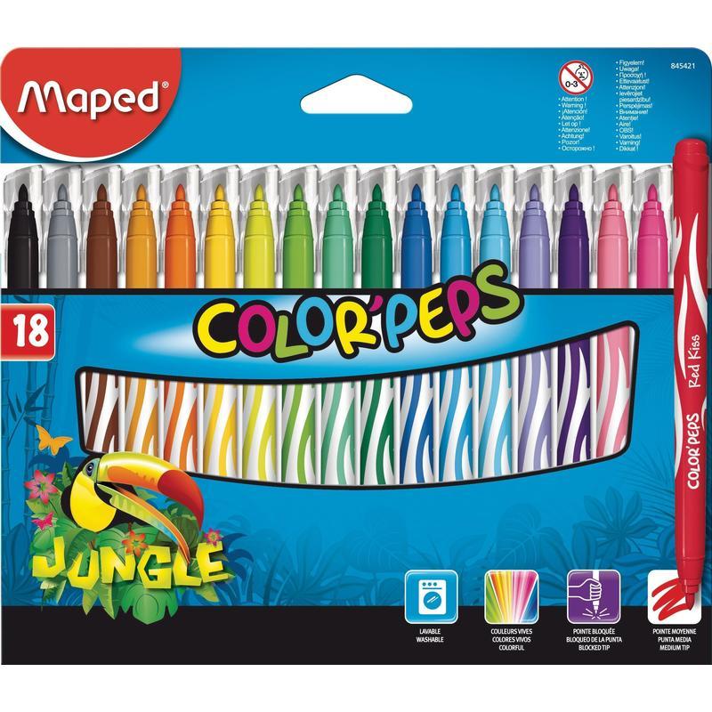 

Набор фломастеров 18 цветов Maped Color'Peps Jungle (линия 2,8мм) (845421), 12 уп, Разноцветный