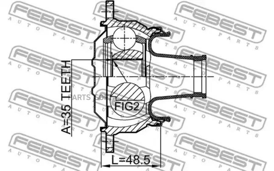 

FEBEST ШРУС кардан.вала 35X107 MITSUBISHI PAJEROMONTERO V96W 2006.08=> FEBEST 0411-V75SHA