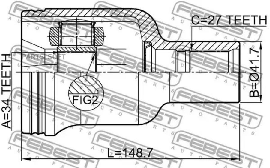 

FEBEST Шрус внутренний правый 34x41.7x27 FEBEST 1811-ANTRH