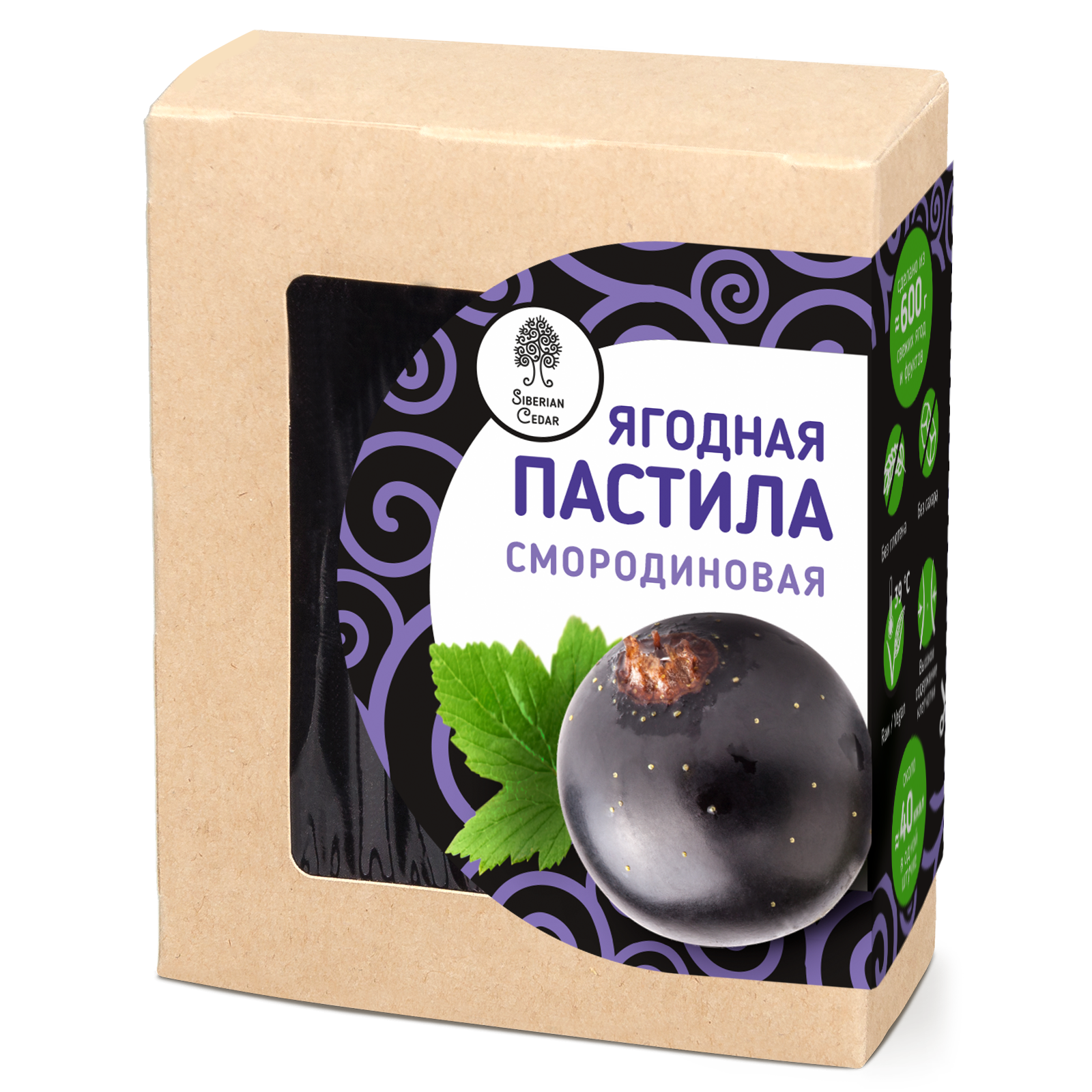 

Ягодная пастила без сахара Сибирский кедр смородиновая, 100 г