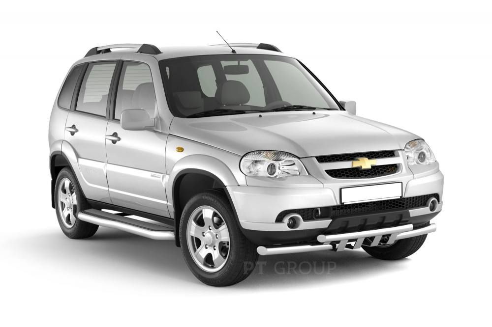 

Защита порогов с алюм. фигурной площадкой d=63 мм ШАГРЕНЬ(ППК)Chevrolet Niva 2009-2020, LNV330304