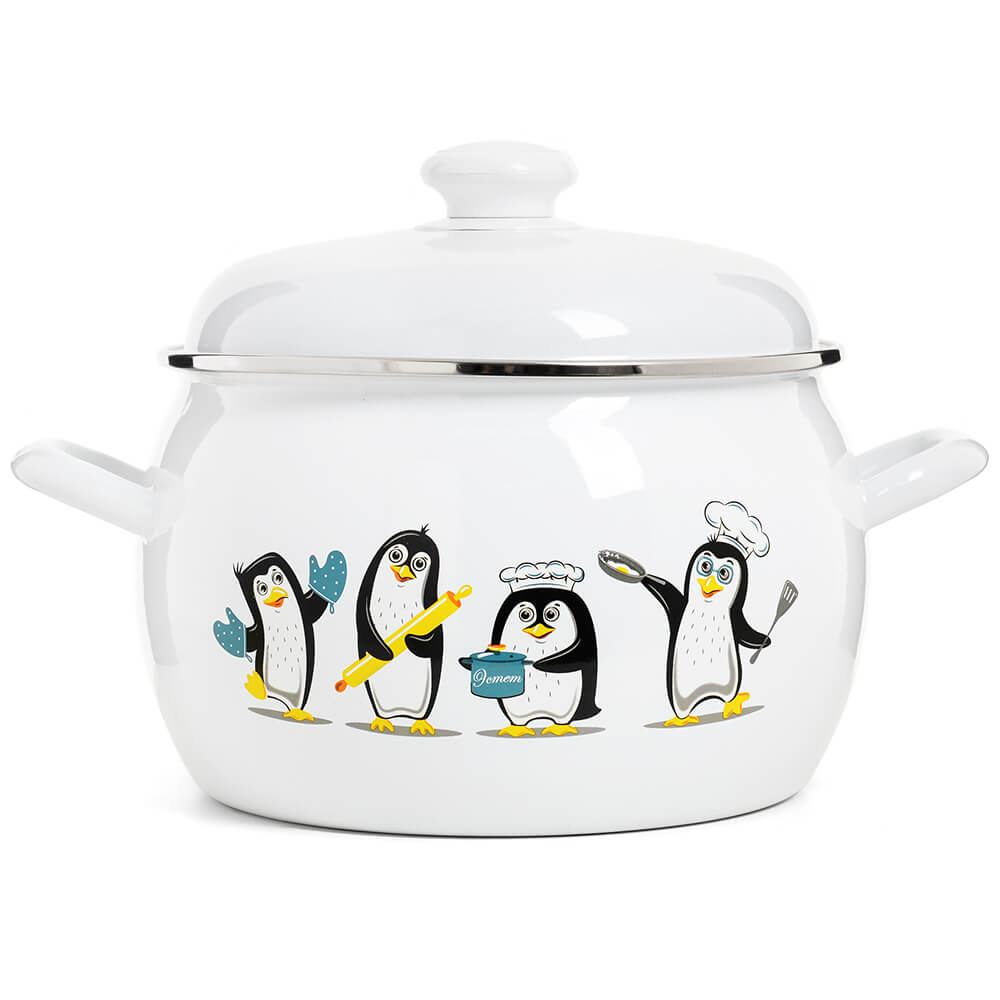 

Эстет Кастрюля Пингвины сферическая 5.0 л, Белый