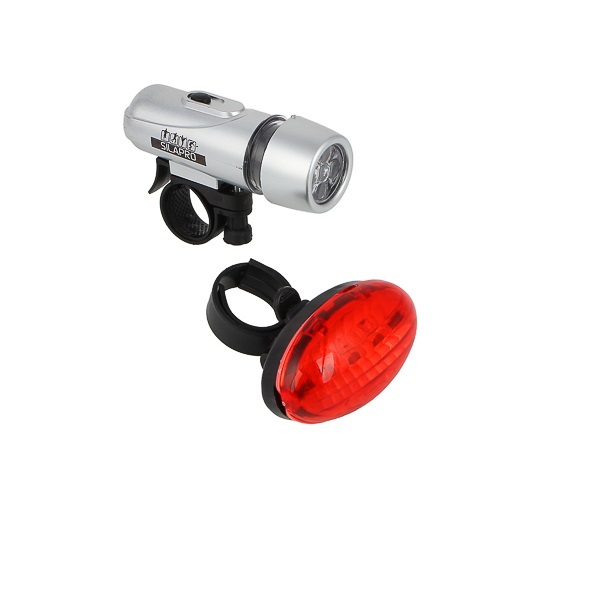 Велосипедный фонарь комплект Silapro 195-022 серебристый/черный
