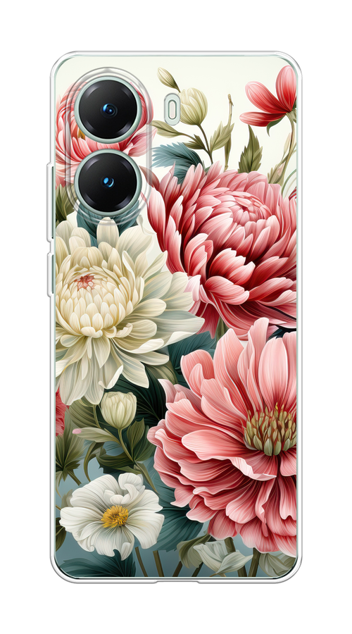 

Чехол на Poco X7 Pro Садовые цветы рисунок, Розовый;зеленый;белый, 324050-1