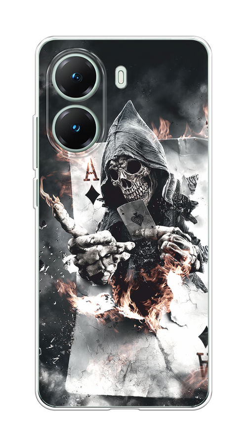 

Чехол на Poco X7 Pro Карты черепа в капюшоне, Белый;серый, 324050-1