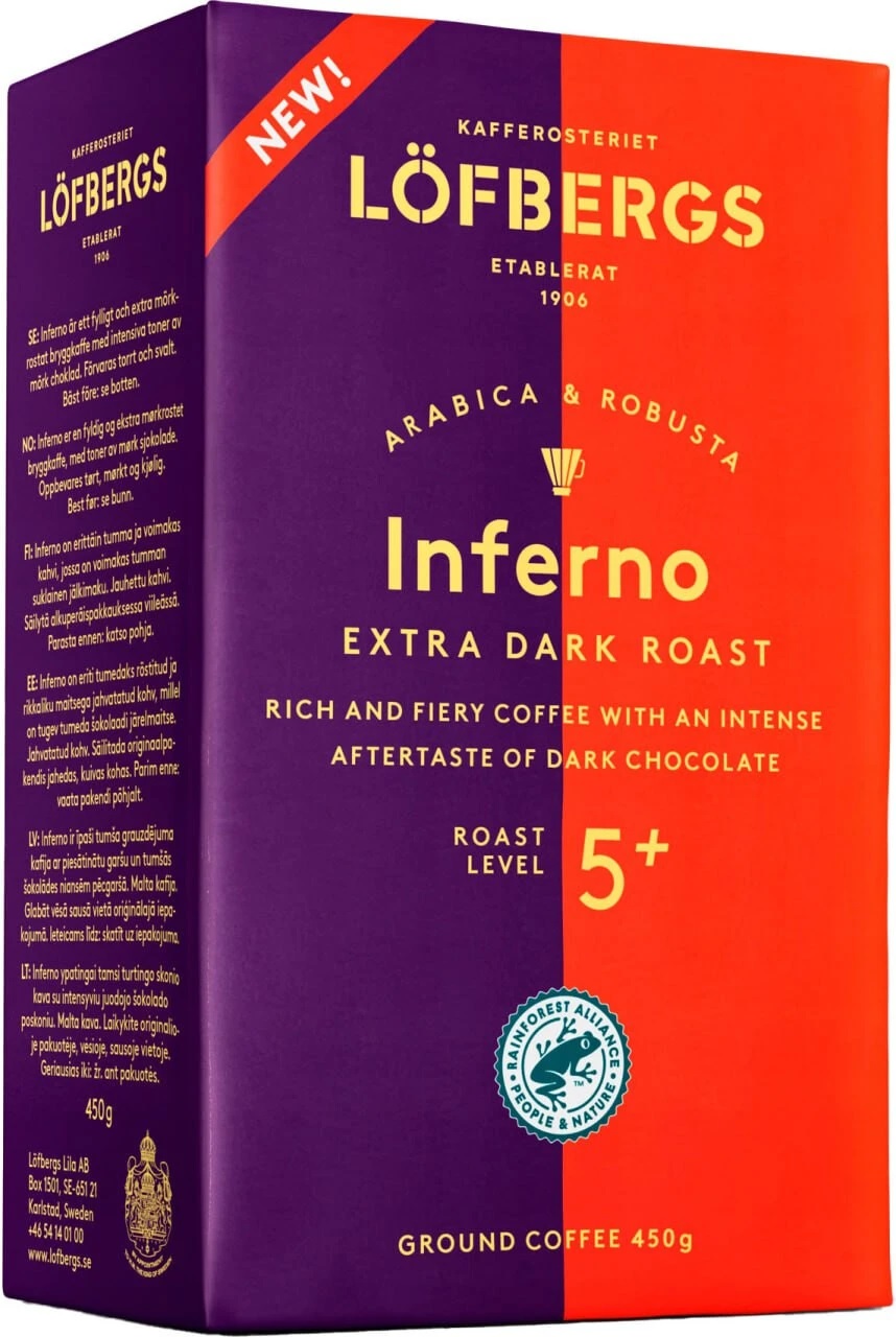 Кофе молотый Lofbergs Inferno extra dark roast, 450 г