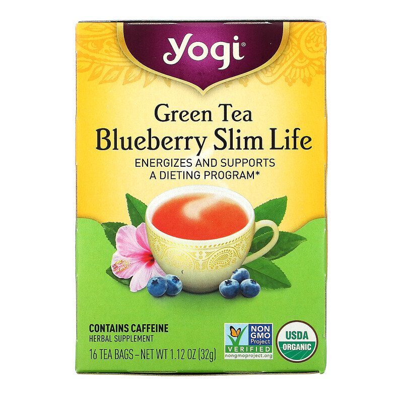 Чай в пакетиках Yogi Tea Slim Life зеленый чай с черникой, 16 пакетиков