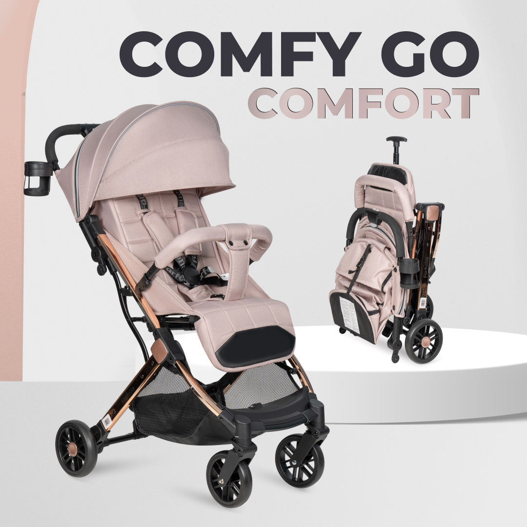 Kоляска детская прогулочная Farfello Comfy Go Comfort Chrome бежевый новый хром CG-404