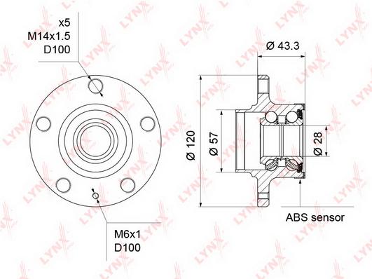 

Комплект подшипника ступицы колеса LYNXauto WH-1209