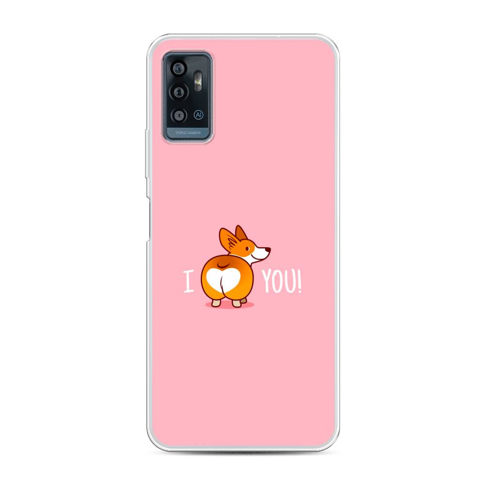 

Чехол на ZTE Blade A71 "Корги I love you", Розовый;коричневый;белый, 134450-1