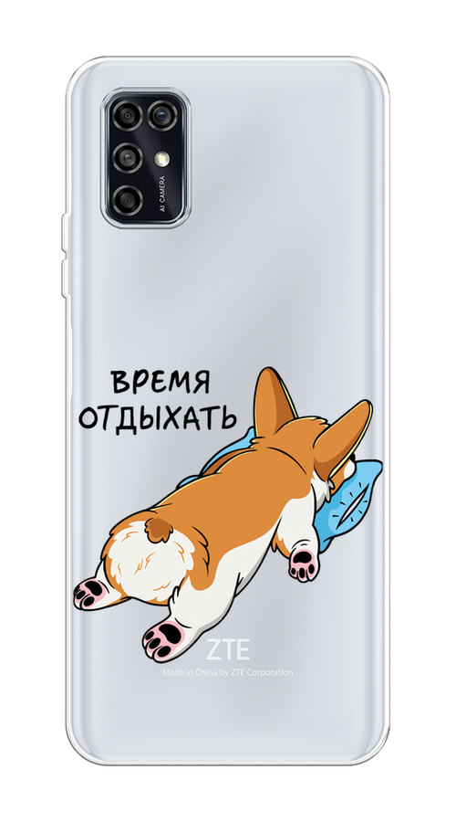 

Чехол на ZTE Blade V2020 Smart "Корги отдыхает", Черный;коричневый;голубой, 133850-1