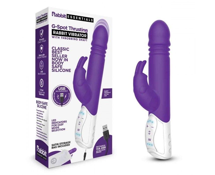 фото Фиолетовый пульсирующий вибромассажер g-spot thrusting rabbit - 24 см., фиолетовый rabbit essentials