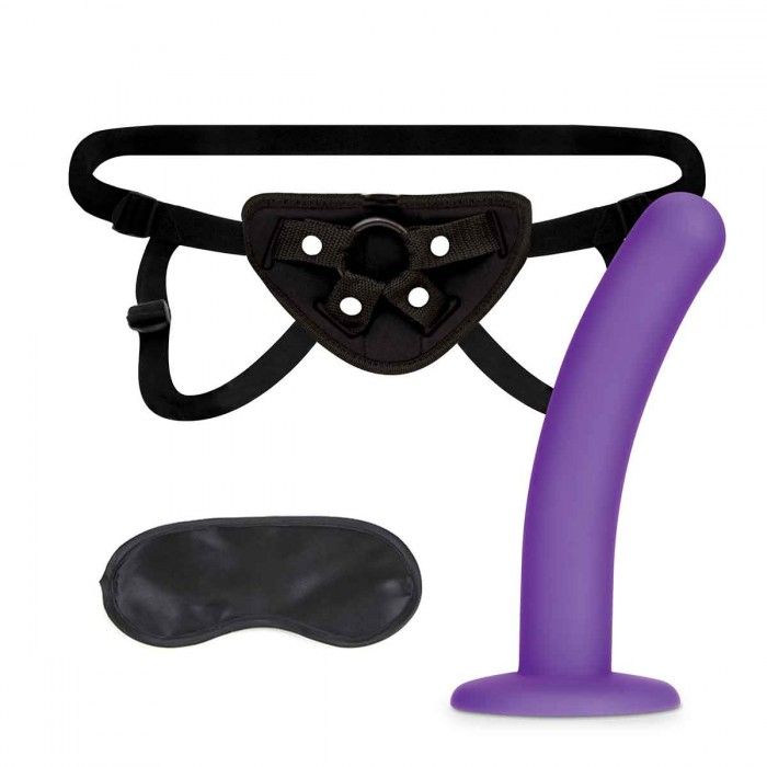 Фаллоимитатор поясной Lux Fetish Strap on Harness Dildo Set 12,25 см фиолетовый с черным