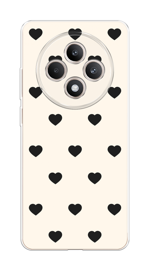 

Чехол на Oppo Reno 12F "Черные сердечки на белом", Черный;белый, 2517850-1