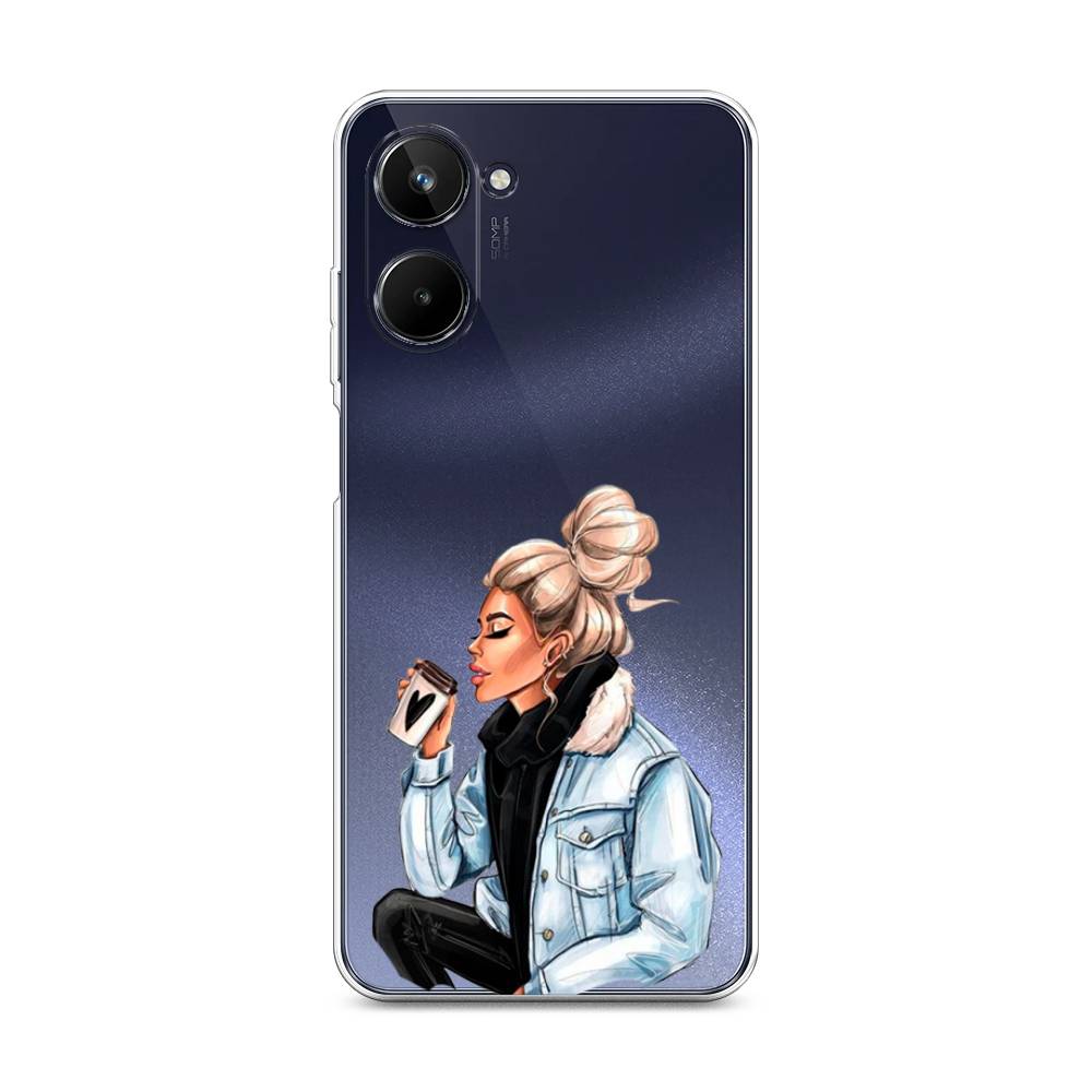 

Чехол Awog на Realme 10 4G "Cute girl", Бежевый;черный;голубой, 2512150-7