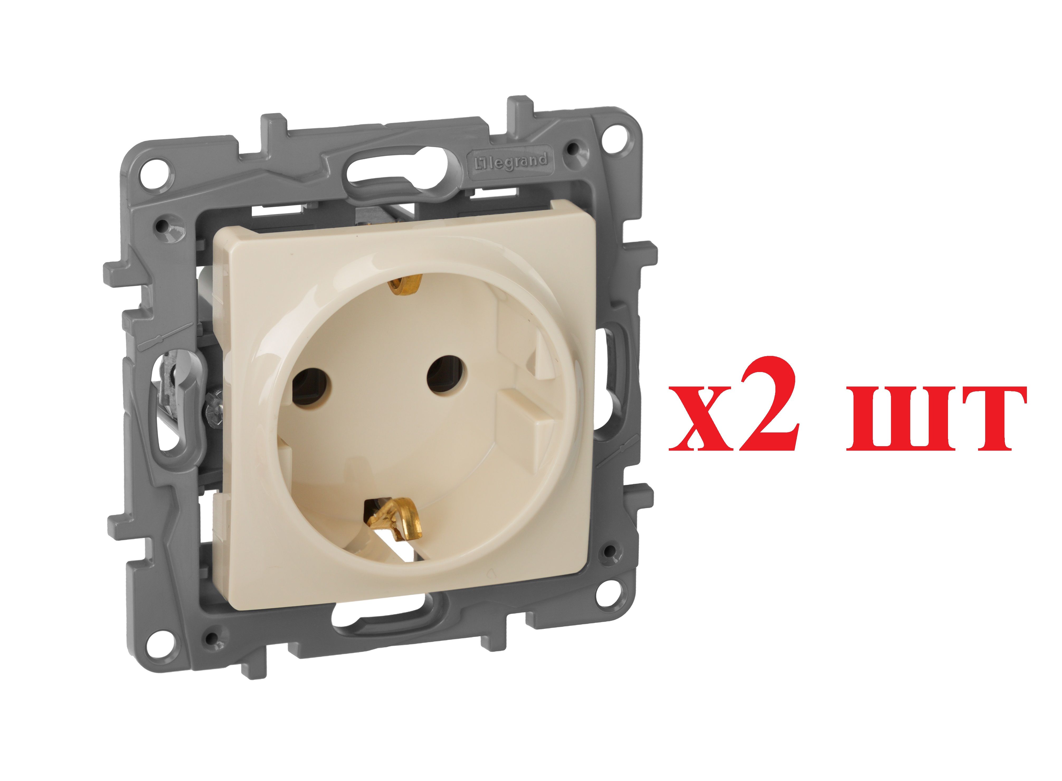 

Legrand Etika Сл.кость Розетка с/з, винт. клем. 672321 (2шт), Бежевый, Etika_1_78604_2