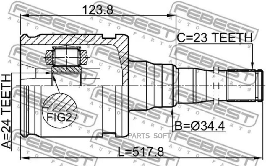 

FEBEST Шрус внутренний правый 24x34.4x23 FEBEST 0111-GSU40RH