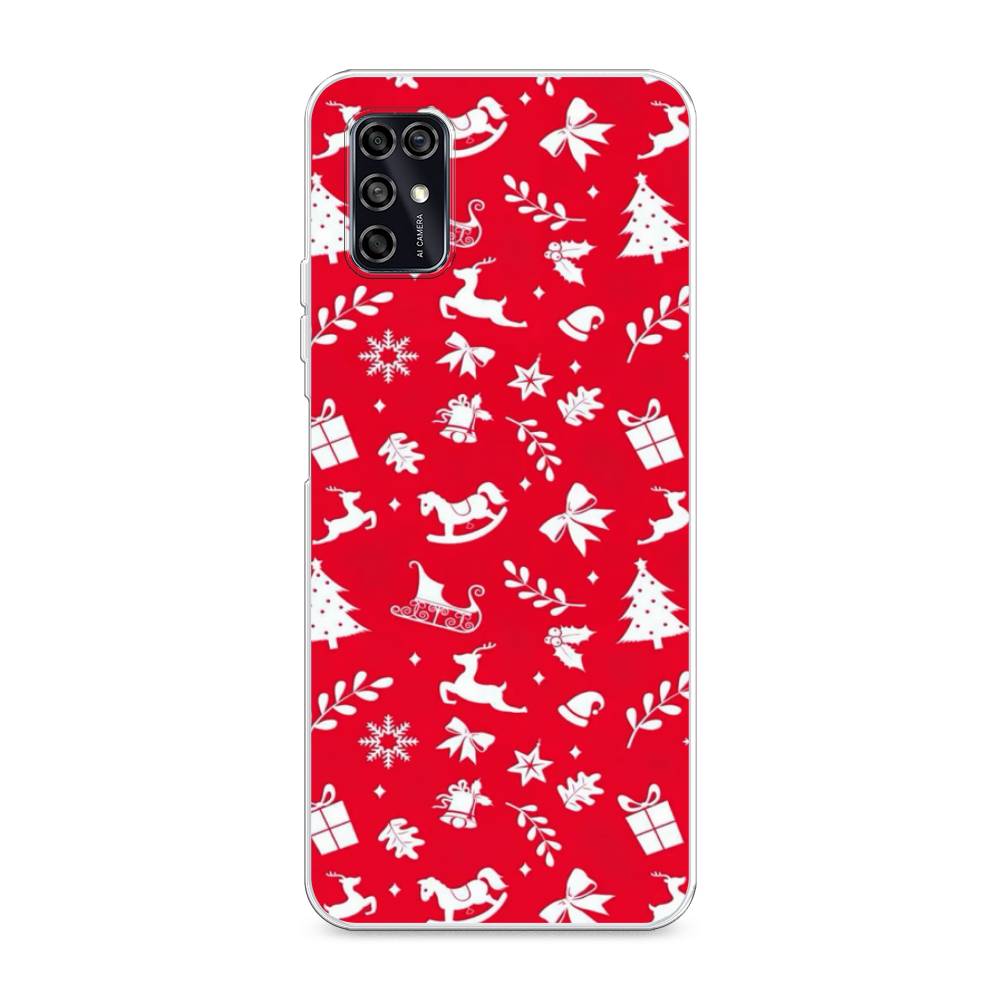 

Чехол для ZTE Blade V2020 Smart "Красный новогодний фон", Красный;белый, 133850-5
