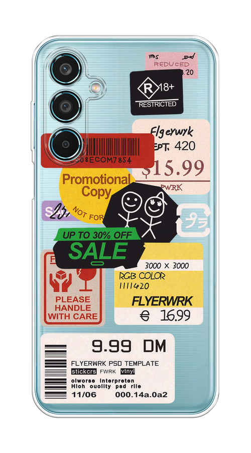 

Чехол на Samsung Galaxy M35 "Коллаж из наклеек", Красный;желтый;зеленый;белый, 2110050-1