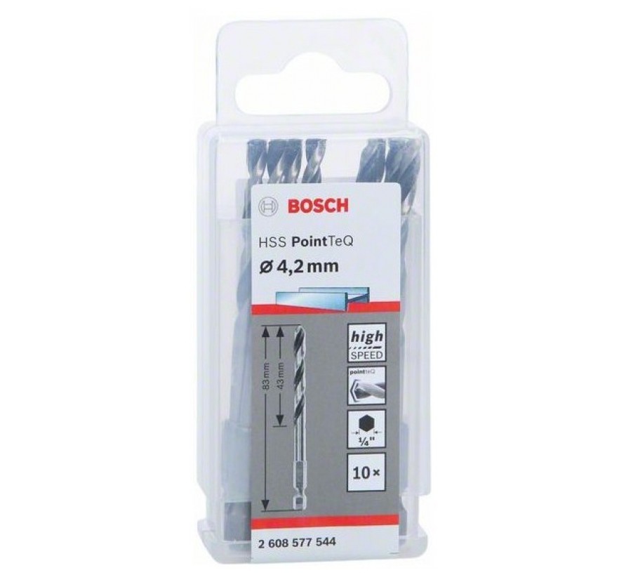 

Набор 10 сверл (HSS PointTeQ; HEX 4.2 мм) Bosch 2.608.577.544, 2.608.577.544
