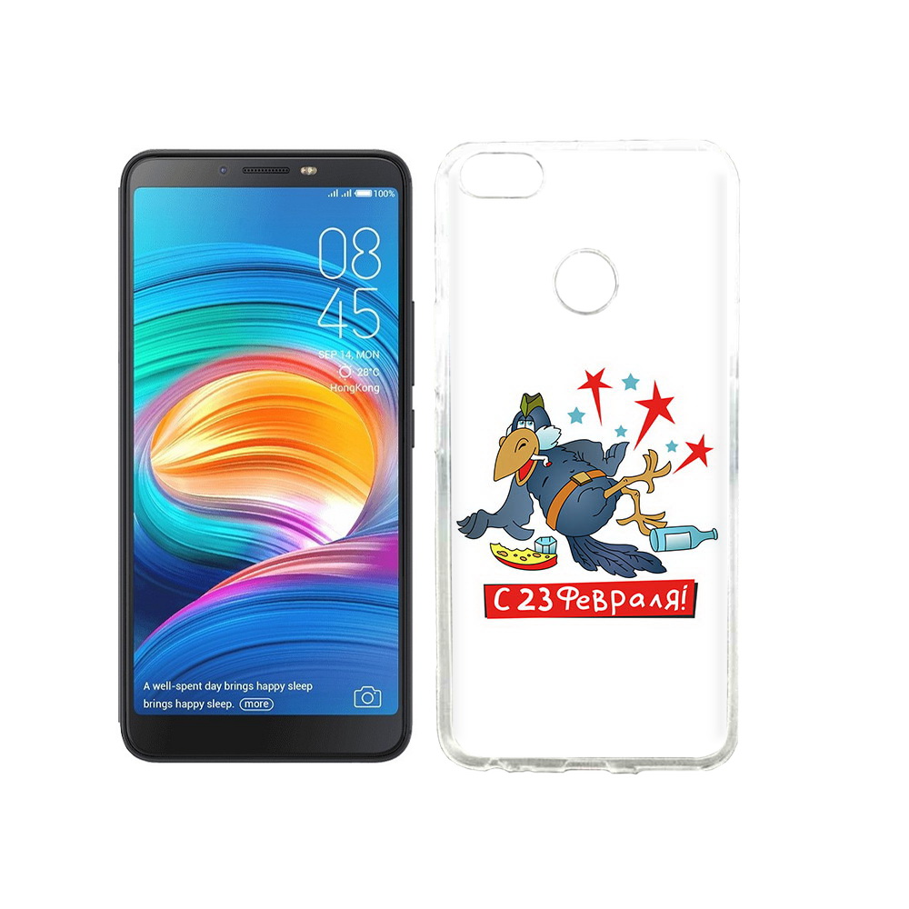 

Чехол MyPads Tocco для Tecno Camon X 23 февраля веселая птица, Прозрачный, Tocco
