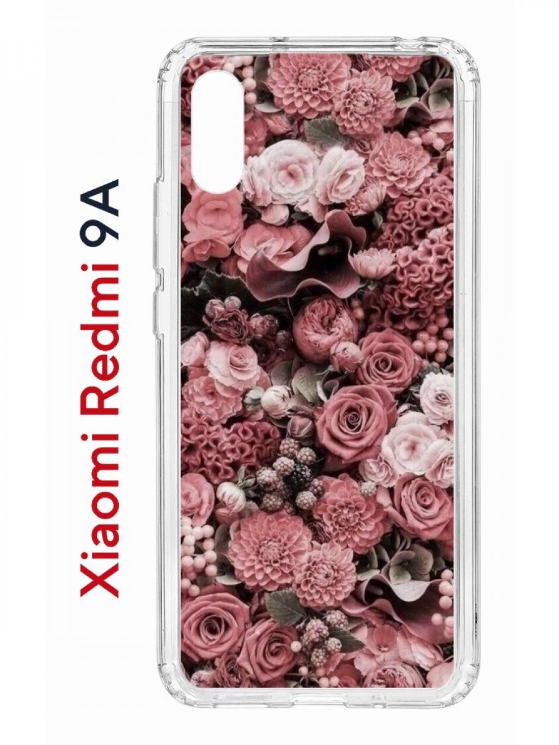 фото Чехол на redmi 9a с принтом kruche print цветы,противоударный бампер,с защитой камеры кruче