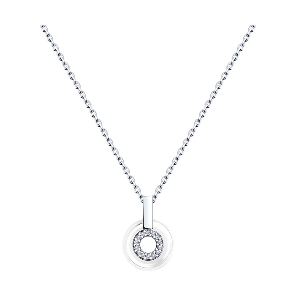 

Колье из серебра 40 см SOKOLOV 94070628, фианит, 94070628
