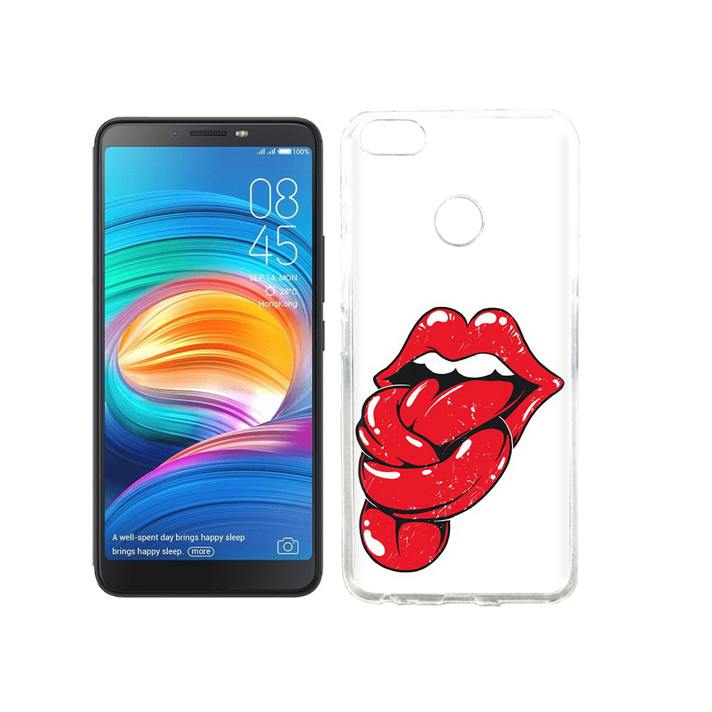 

Чехол MyPads Tocco для Tecno Camon X яркие губы с языком, Прозрачный, Tocco