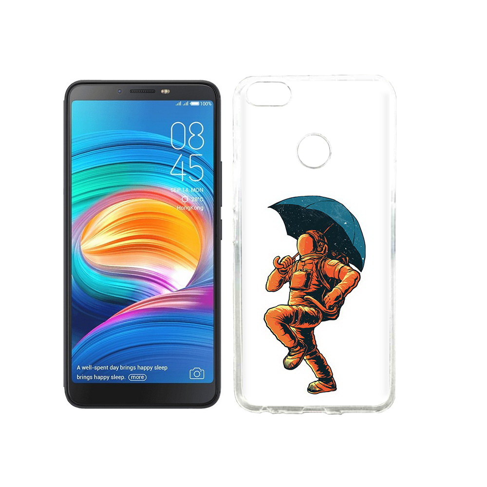 

Чехол MyPads Tocco для Tecno Camon X шагающий космонавт с зонтом, Прозрачный, Tocco