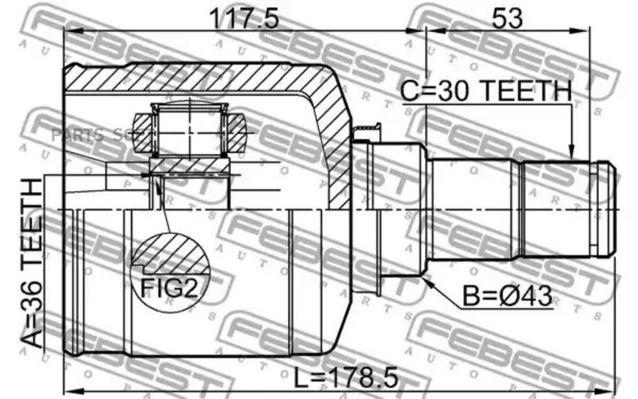 

FEBEST Шрус внутренний левый 36x43x30 FEBEST 0411-CW6LH