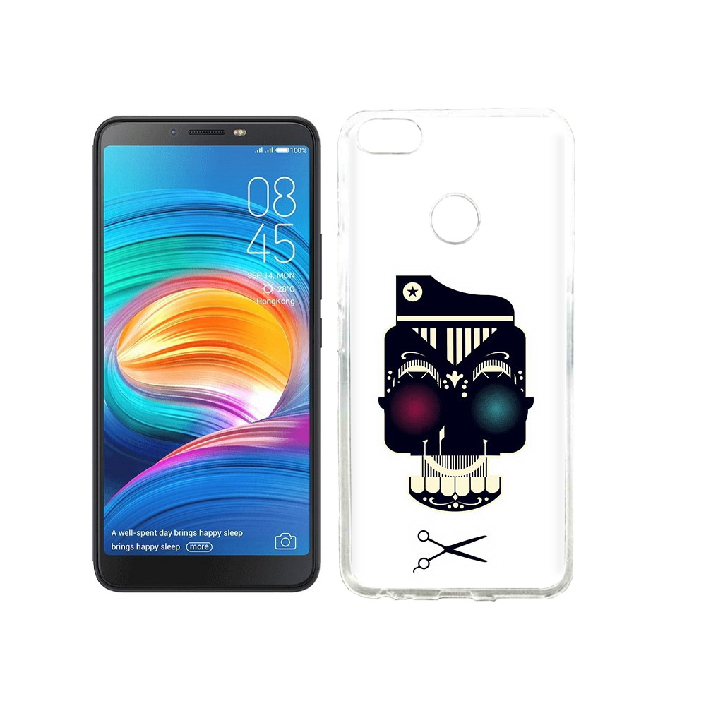 

Чехол MyPads Tocco для Tecno Camon X черно белый скелет с яркими глазами, Прозрачный, Tocco